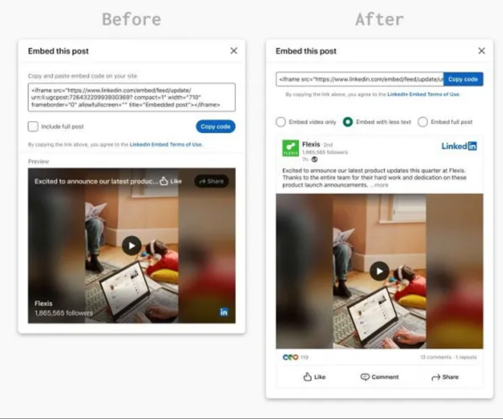 LinkedIn video thumbnail size